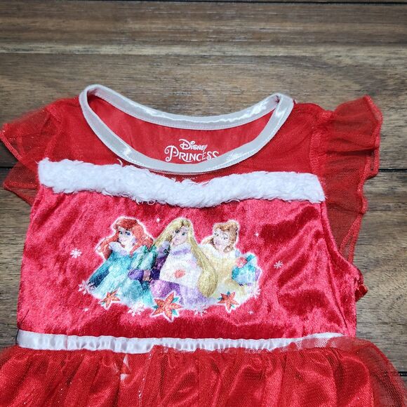 Disney Princess Christmas Red Dress 4T - Picture 4 of 5